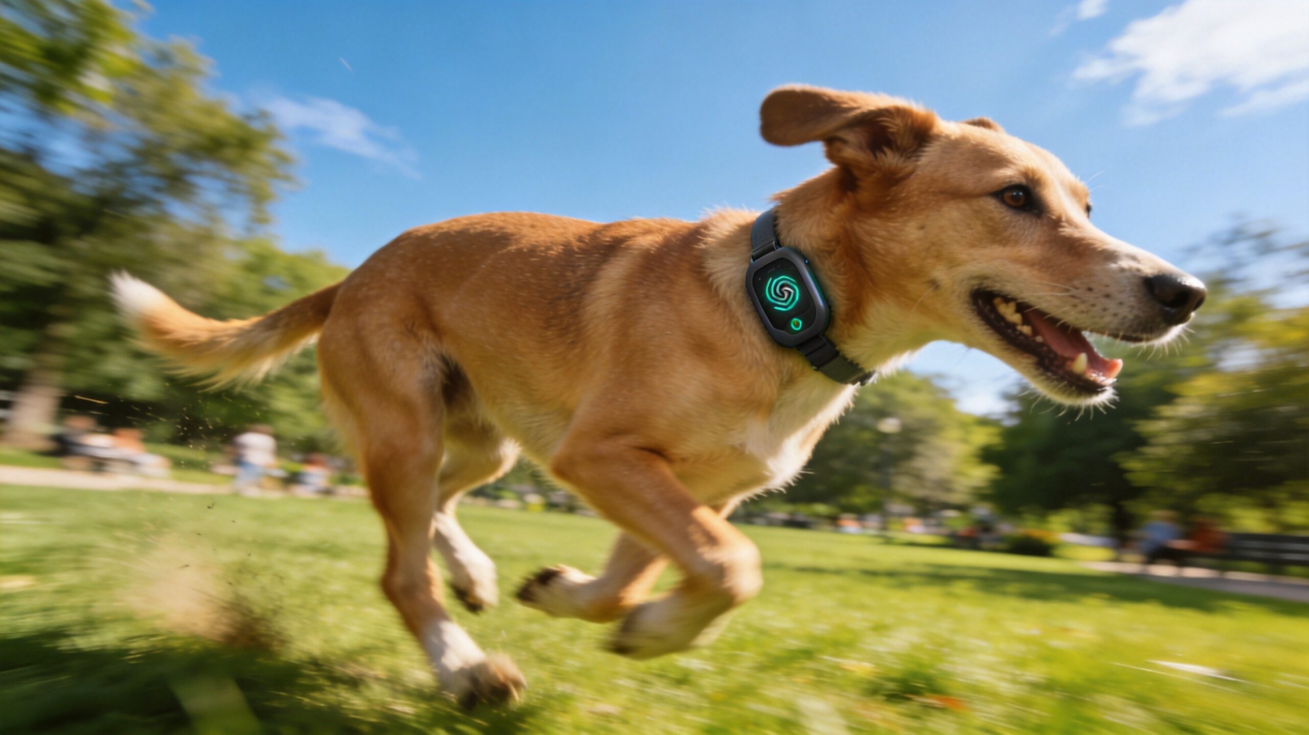 Dog Running with GPS Tracker